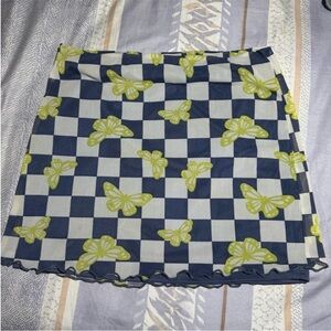 Forever 21 Navy and Lime Butterfly Mini Skirt